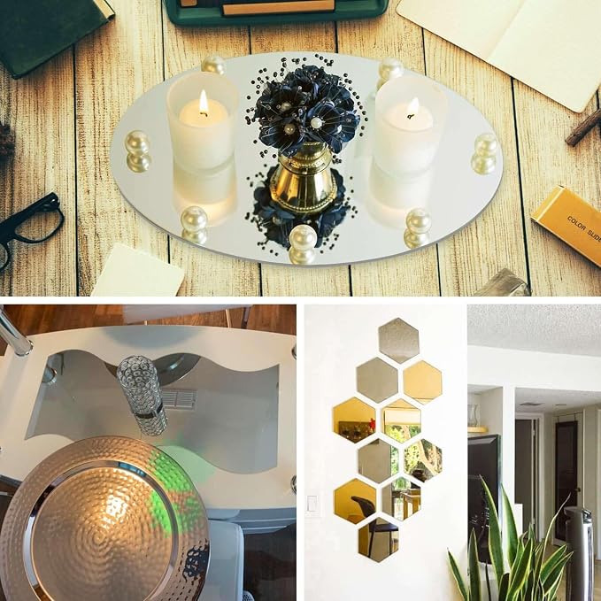 Efavormart 8" Hexagon Glass Mirror Wedding Party Table Decorations Centerpieces - 6 PCS