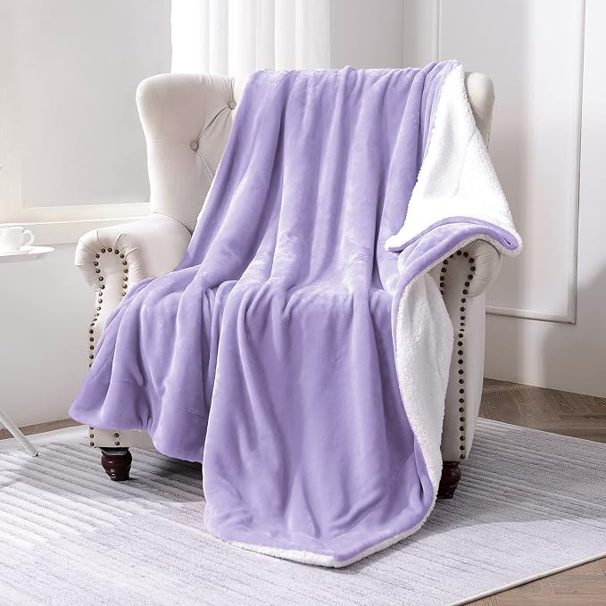 SOCHOW Sherpa Fleece Throw Blanket, Lilac, 60x80 inches | Double-Sided Super Soft Luxurious Plush Blanket Twin Size