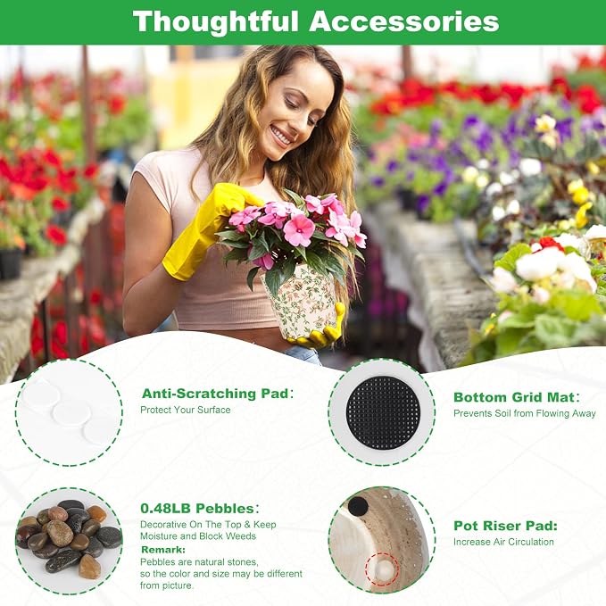 Ceramic Flower Pots for Indoor Plant with Drainage Hole & Saucer