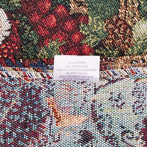 Violet Linen Decorative Christmas Teddy Bears Design Tapestry, 13" X 70" Table Runner