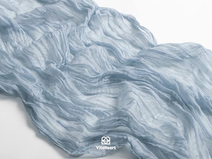 Vitalizart Cheesecloth Table Runner Blue 10ft Gauze Boho Rustic | 120 Inches Long Soft Durable Cheese Cloth Table Runner for Wedding Baby Shower Fall Thanskgiving Decoration
