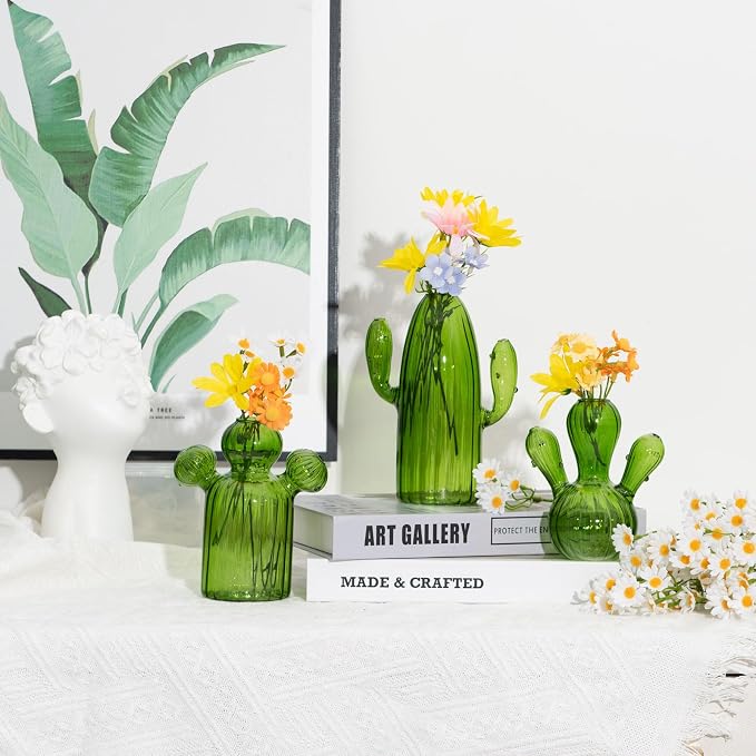 XXXFLOWER Cactus Plant Propagation Station 3 Cactus Vase Terrarium Jars | Desk Plant Cuttings Plant Holders Unique Glass Flower Vase for Hydroponics Plants for Plant Lovers Home Garden Decor