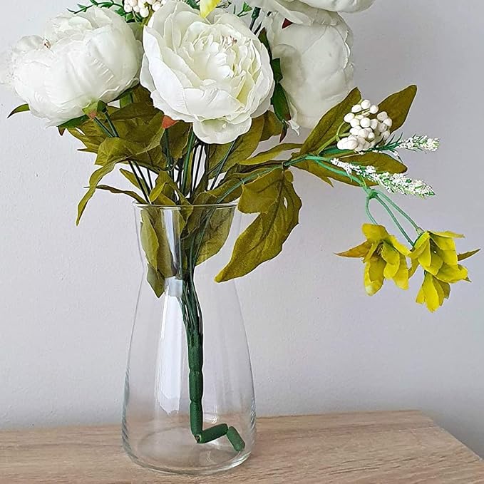 8 Inch Clear Glass Vase for Flowers, Decorative Flower Vase | Wide Mouth Vase, Crystal Glass Flower Vase for Modern Farmhouse, Vintage, Modern Vase for Table Centerpieces, Home Decor
