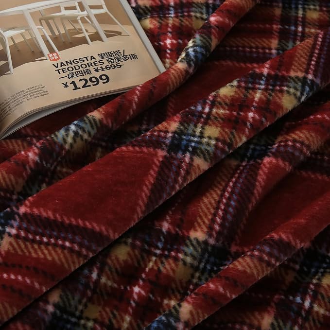 MERRYLIFE Dark Red Plaid Throw Blanket for Couch Bed Sofa Throw Size 50"60" | Grid Pattern, Ultra-Plush Soft, Decorative Colorful Travel Blanket, farmhouse, Gift Choice, Home Pet Use