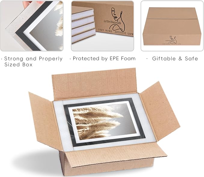 Gallery Wall Frame Set, 8 Pack Multi-color Picture Frame, Small | Collage Pampas Grass Prints Wall Art Decor for Living Room, Entryway, Stairway, Bedroom, Assorted Size