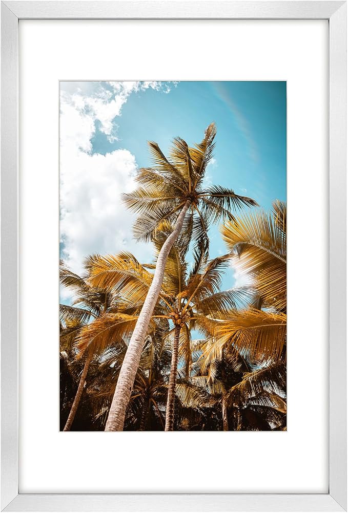 Frametory 16x24 Silver Picture Frame with Real Glass Mat for 12x18