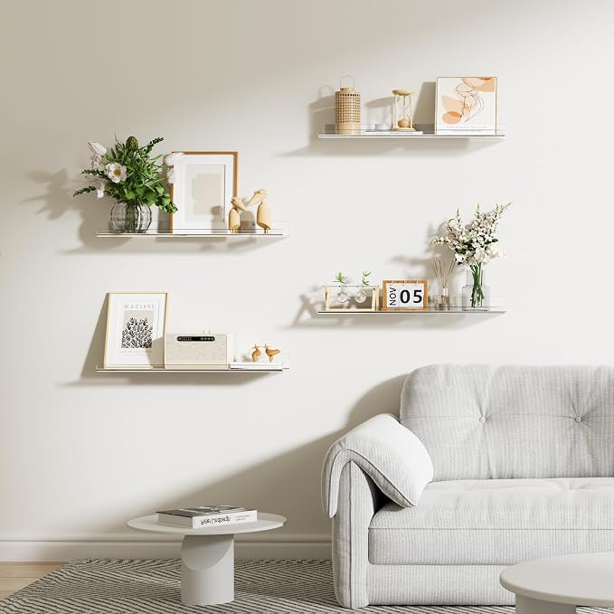 upsimples 23.6" Acrylic Shelves for Wall Storage and Organizer, 2 Pcs