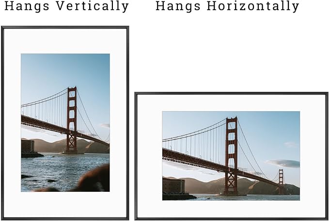 Frametory 16x24 Black Aluminum Metal Picture Frame Mat for 12x18 Glass
