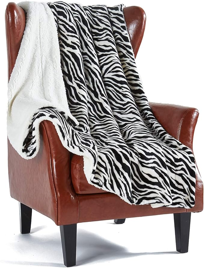 MERRYLIFE Sherpa Throw Blanket Ultra-Plush Comfort | Decorative, Soft, Colorful | Home, Couch, Outdoor, Travel Use (Zebra, 60" 70")