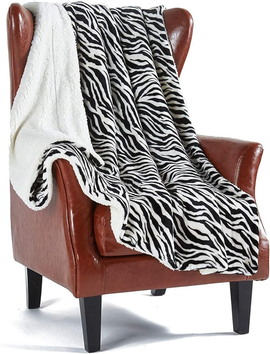 MERRYLIFE Sherpa Throw Blanket Ultra-Plush Comfort | Decorative, Soft, Colorful | Home, Couch, Outdoor, Travel Use (Zebra, 60" 70")
