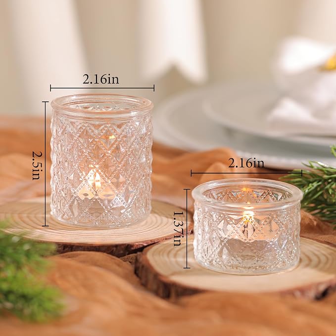 NITIME Assorted Votive Candle Holders Set of 24, Clear Glass Candle Holder in Bulk, Tea Light Holders for Wedding Table Decor, Party & Home Decoration, Fits Standard Votives & Tea Lights