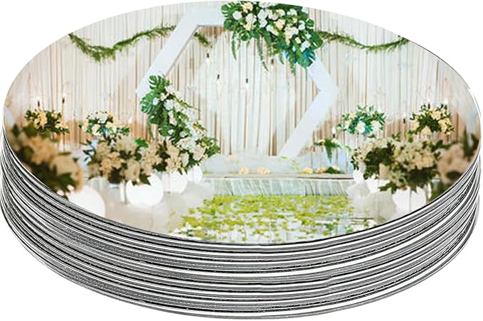 12 Pack Round Mirrors for Table, 10" Round Mirrors for Centerpieces Circle Mirror Centerpieces for Tables Flowers Plates for Candle Craft DIY Birthday Wedding Home Wall Decor