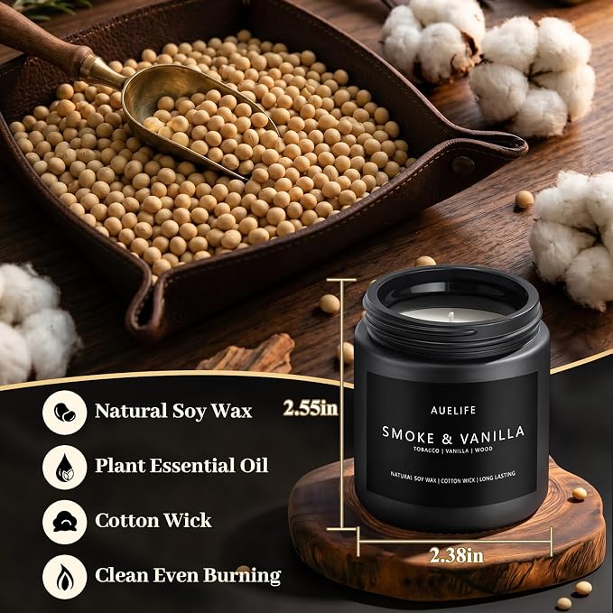 6 Pack Scented Candles for Home, 3.5oz Natural Soy Wax Candles Gift Set,Each 25H Burn, Aromatherapy Candles for Men (Mahogany/Vanilla/Sandalwood/Leather/Cedar/Whiskey)