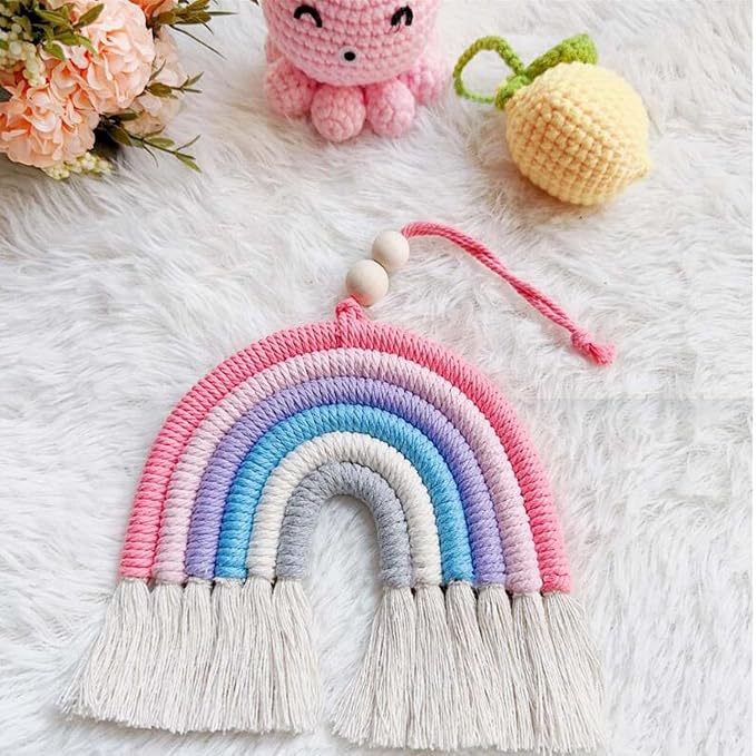 1PCS Colorful Rainbow Wall Decor - Handmade Weaving Ornament Pendant Decoration Wall Decor Hanging Home Decoration (Grey)