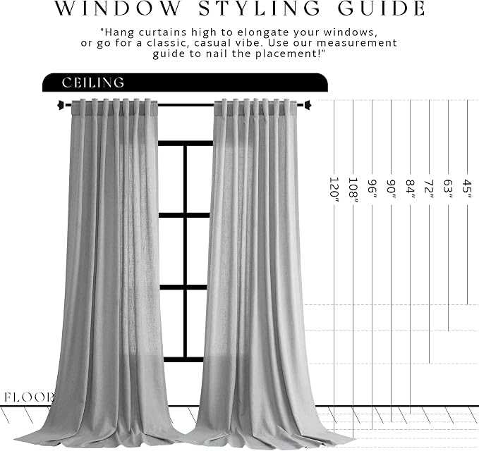 Jowels Grey Linen Curtains 90 Inch Long 2 Panels for Living Room | Gray Light Filtering Sheer Curtain, Back Tab Pocket Pleated Look, Boho Farmhouse Textured Privacy Drapes for Bedroom Window
