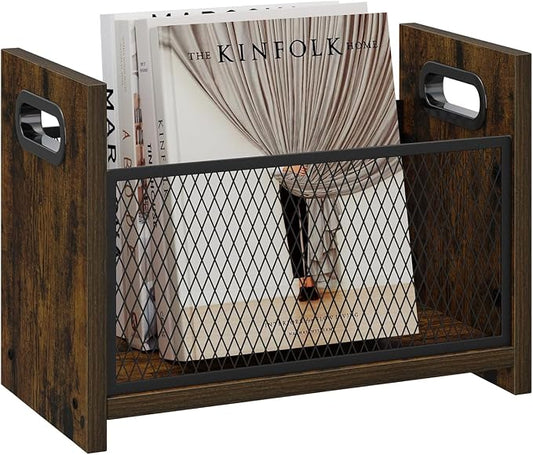 Magazine Rack, Magazine Holder for Desktop and Home Office, Magazine Rack Floor, Magazine File Holder Storage Basket for Letters, Magazines, Books, Newspapers 14.09" L x 7.5" W x 10.43" H