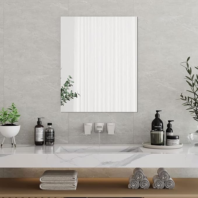 A2 Acrylic Mirror Sheet for Wall, 16.5 x 23.2 x 1Pcs | Large Rectangular Mirror Tiles Frameless Wall Mounted Mirror Self-Adhesive Mirror Stickers for Vanity Bedroom Home Decor