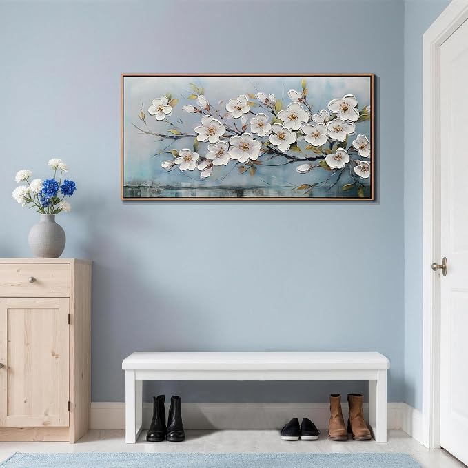 Anolyfi Framed Large Textured Canvas Wall Art for Living Room, Modern Elegant Landscape Artwork for Bedroom Hallway Dining Room Office Home Decor, 48"x24"
