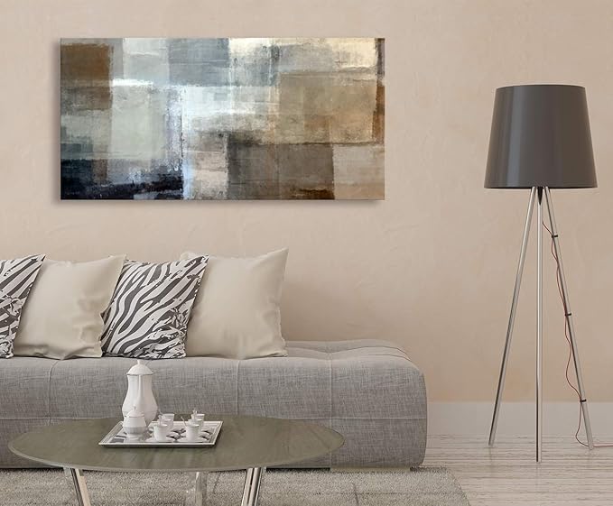 Baisuart Canvas Prints Abstract Wall Art Print Paintings Grey and Brown Stretched Canvas Wooden Framed for living Room Bedroom and Office Home Decor Artwork XLarge 24x48inch