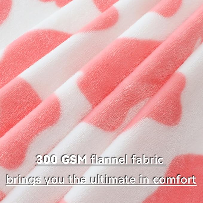 Pink Blanket Gifts for Women Girls, Cute Soft Strawberry Fleece Throw for Travel Camping, Warm Fuzzy Blanket for Home Room Decor All-Season 50x60 Inches
