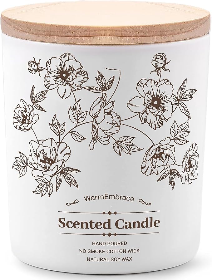WarmEmbrace Deluxe Scented Candle for Women & Men, Vanilla Coconut, 9.2 Oz | Soy Wax Jar Candle, Up To 80 Hours Of Burn Time& A Reusable Ceramic-Style Jar For Home Decor Or Gifting