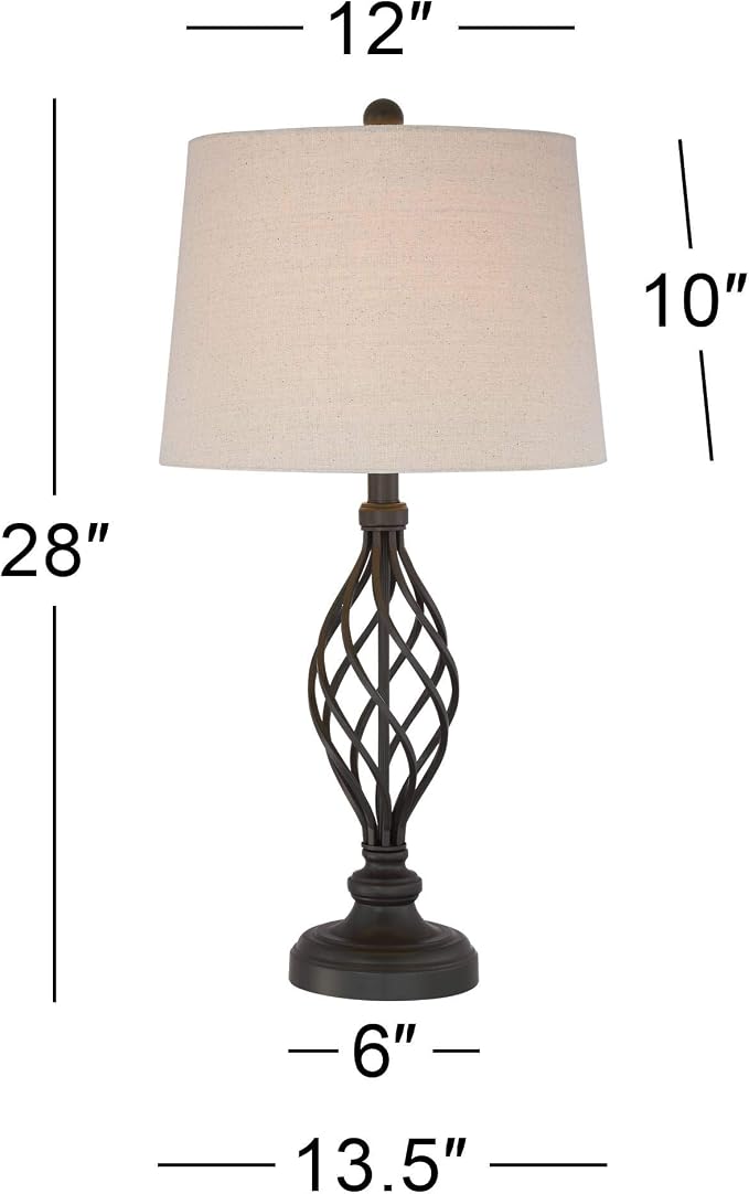 Annie 28" Tall Table Lamps Set of 2 Open Scroll Iron Bronze Brown