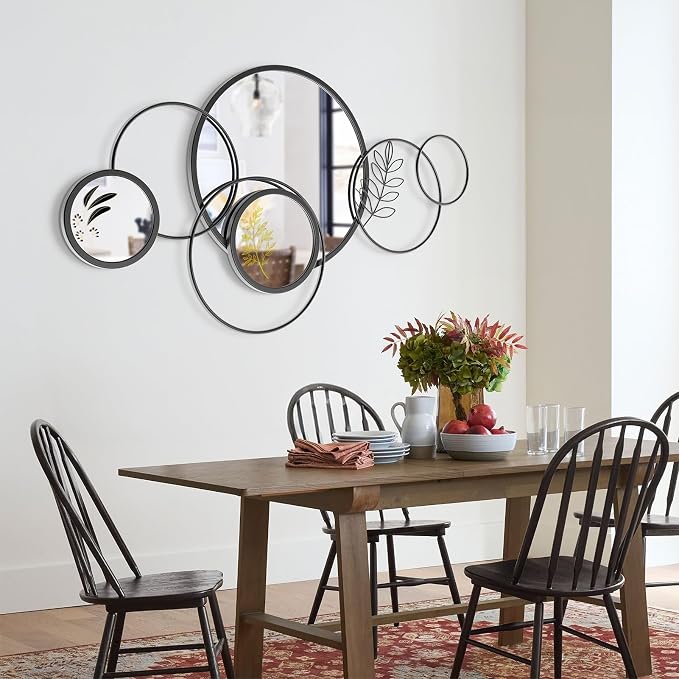 Wall Mirror Decorative, Round Decorative Mirror, Large Decor Metal Wall Art | 45''x25.5'' Print Mirror for Entryway, Living Room, Bedroom, Dining Room Kitchen Decor