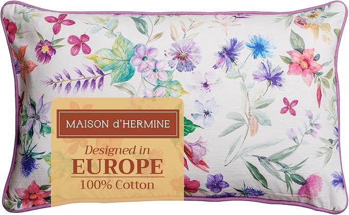 Maison d' Hermine Throw Pillow Covers 100% Cotton (12" x 20" - Pack of 1)