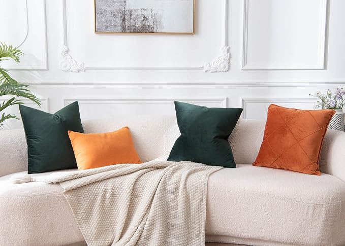 JUSPURBET Decorative Velvet Throw Pillow Covers 18x18 Set of 2,Army Green