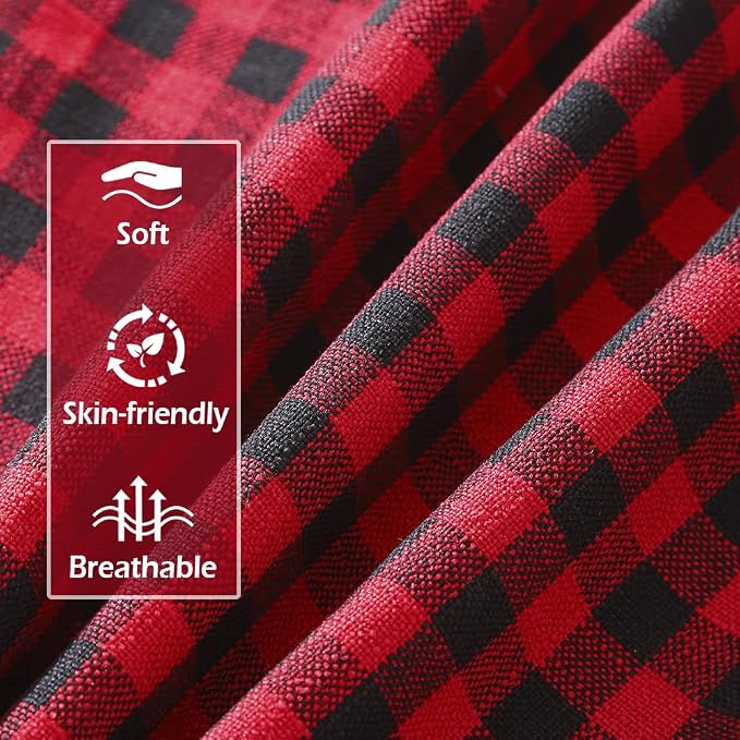 Red and Black Outdoor Christmas Gingham Plaid Pillow Covers 20x20 Set of 2 | Winter Christmas Plaid Decor Pillow Cover 20 x 20, Vintage Farmhouse Red Christmas Decor, Fundas Para Cojines De Sala Navidad