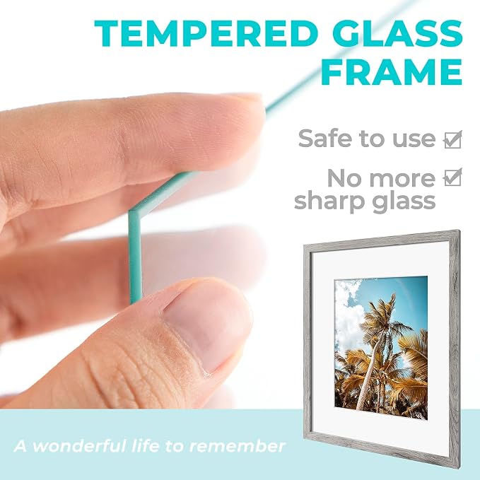 Frametory 16x20 Grey Picture Frame with Real Glass Mat for 11x14