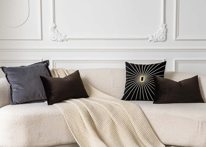 JUSPURBET 16x24 Lumbar Velvet Throw Pillow Covers Set of 2,Coffee