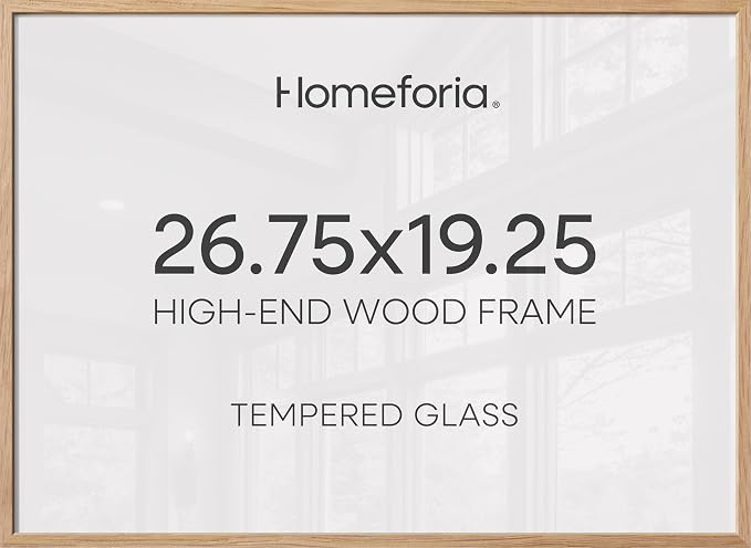 Homeforia 26.75x19.25 Natural Oak Picture Frame, High-End Wood, Glass