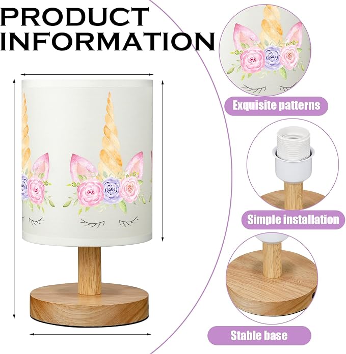 VIHOSE Unicorn Kids Table Lamp for Bedroom Kids Lamps for Girls Room