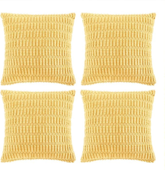 Fancy Homi 4 Packs Decorative Throw Pillow Covers for Living Room Couch Bed, Modern Farmhouse Boho Home Décor Accent Cushion Case, 16" x 16", Yellow