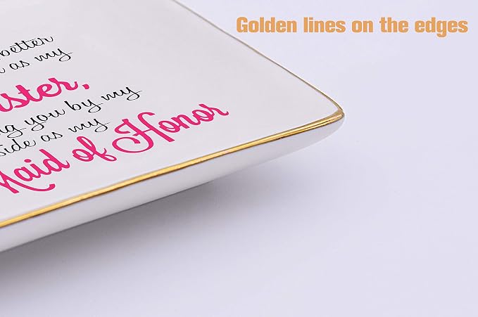 Topthink The Only Thing Better Than Having You As My Sister – Ceramic Jewelry Holder Ring Dish Trinket Tray – Funny Bridemaid gift -Bride shower Gifts -Gifts for Sister,Maid Of Honor,Friends,Women