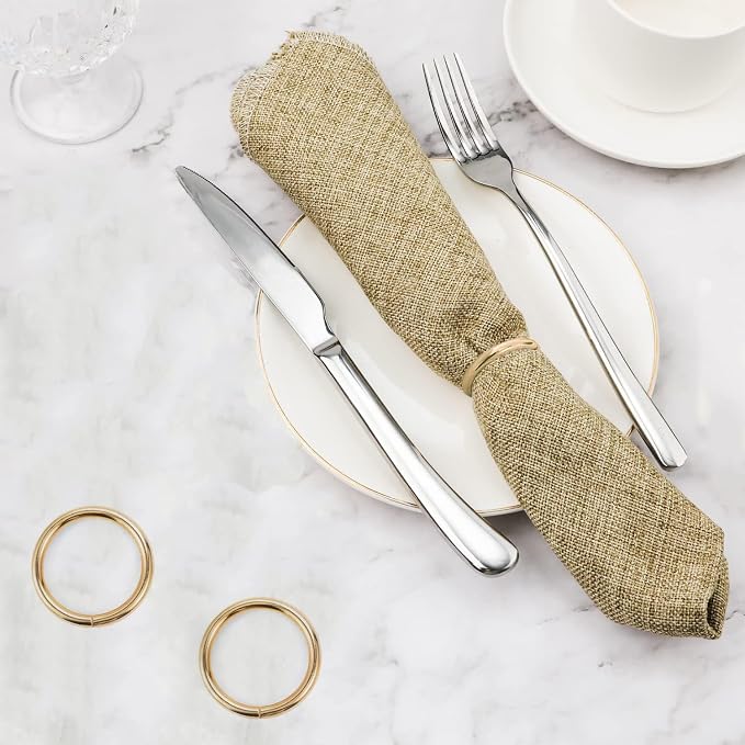 Gold Napkin Rings - 40 Pcs Stainless Steel Napkin Rings | Gold Rotundity Metal Napkin Ring for Table Settings Wedding Christmas Party Dinner Table