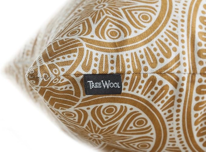TreeWool Mandala Accent Throw Pillow Covers 20x20 Set of 2 (Mustard) | Decorative Throw Pillowcases for Sofa & Couch; 100% Cotton Accent Covers Ideal for Spring & Summer Stylish Home Decor