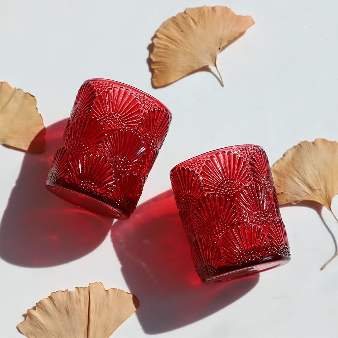 Woho 24pcs Red Votive Candle Holders Boho Style for Christmas Decorations