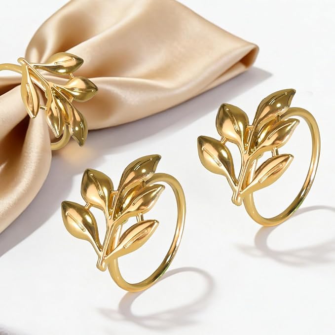 Leaf Napkin Rings Set of 100 Metal Napkin Rings Bulk Table Napkin Ring Suitable for Valentine Thanksgiving Banquets Table Parties and Everyday