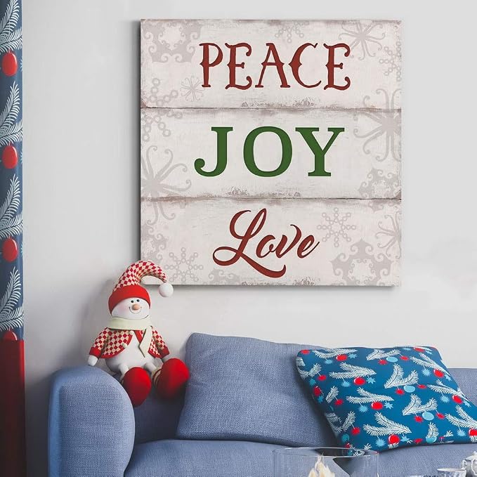 Renditions Gallery Canvas Wall Art Prints for Home Decor Peace Joy Love Motivational Abstract Artowrk for Bedroom Dining Office Kitchen Decorations - 40"X40" LT05