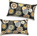 Outdoor Lumbar Pillow Covers 12”x20”, Rectangle Throw Pillow Covers for Patio Furniture, Decorative Lumbar Cushion Case for Garden Balcony Couch Office Chair, Pack of 2,Black Yellow Crosby
