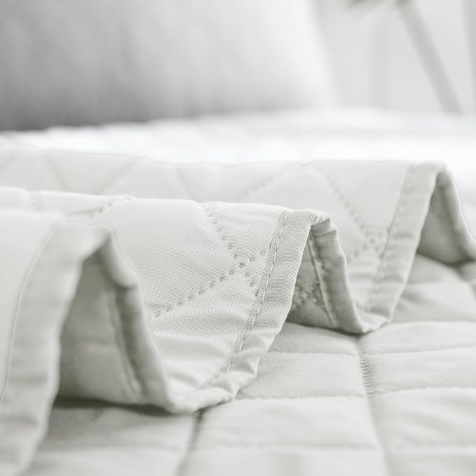 Easy-Going Reversible Quilt Set Twin, Bedspread with 1 Shams, Ivory/Ivory | Machine Washable Lightweight Bed Comforter, 1 Quilt + 1 Pillow Shams, All Season Bed Coverlets for Bedroom