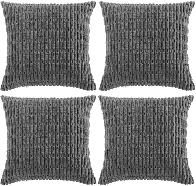 Fancy Homi 4 Packs Decorative Throw Pillow Covers for Living Room Couch Bed, Modern Farmhouse Boho Home Décor Accent Cushion Case, 20" x 20", Dark Gray