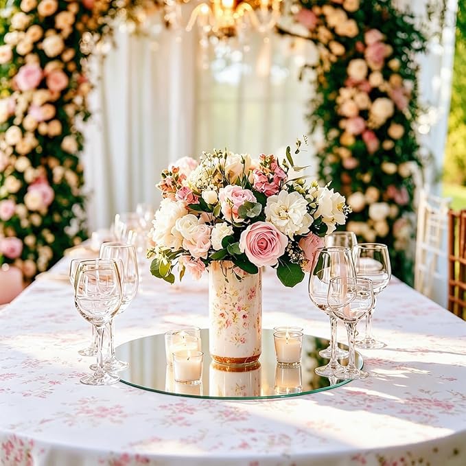12 Pack Round Mirrors for Table, 10" Round Mirrors for Centerpieces Circle Mirror Centerpieces for Tables Flowers Plates for Candle Craft DIY Birthday Wedding Home Wall Decor