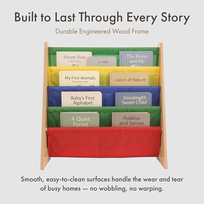 Humble Crew Kids Bookshelf, Montessori Front Facing Toddler Bookcase 4 Tier