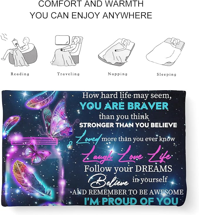 Givetoyou Gift for My Daughter Blanket from Mom as Birthday Present I Love You Letter to Her, Ultra-Soft Flannel Fleece Light Weight Bed Throw (80x60'', Daughter Gift1)