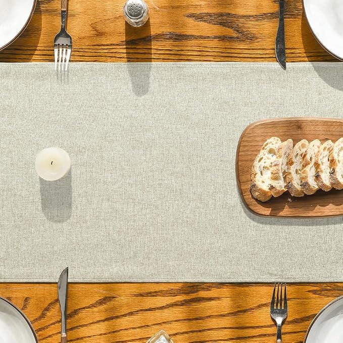 Artoid Mode Beige Table Runner, Seasonal Summer Fall Washable Kitchen Dining Table Decoration for Home Party Decor 13x48 Inch