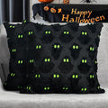 4TH Emotion Halloween Ghost Decorative Pillow Covers 18x18 Set of 2, Black Green Soft Plush Faux Fur Farmhouse Throw Cushion Cases for Fall Autumn Holiday Home Decorations