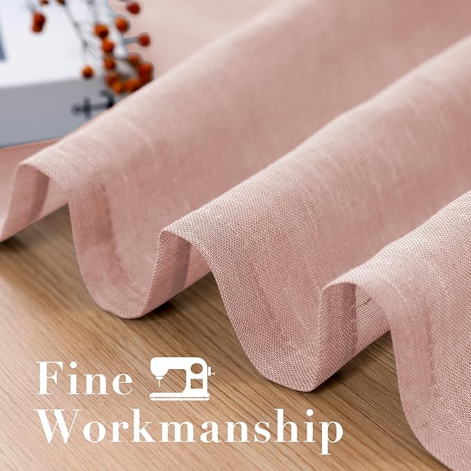 H.VERSAILTEX Linen Curtains Natural Blended Curtain Panels for Living Room/Light Reducing Linen Semi Sheer Curtains 84 inch Length 2 Panels Set Nickel Grommet Window Panels, 52" x 84", Baby Pink